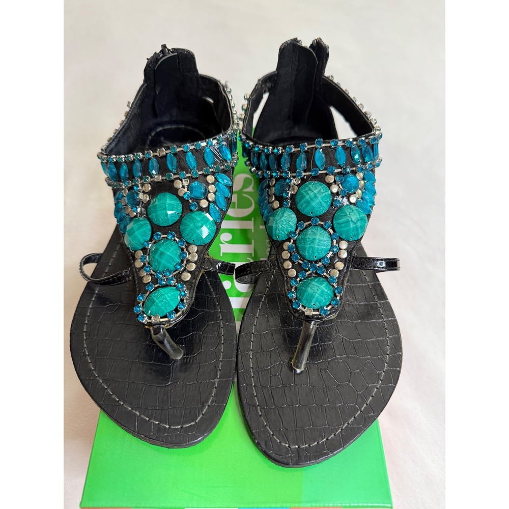 Charles by Charles David Incline Black Beaded Gladiator Thong Sandals 6